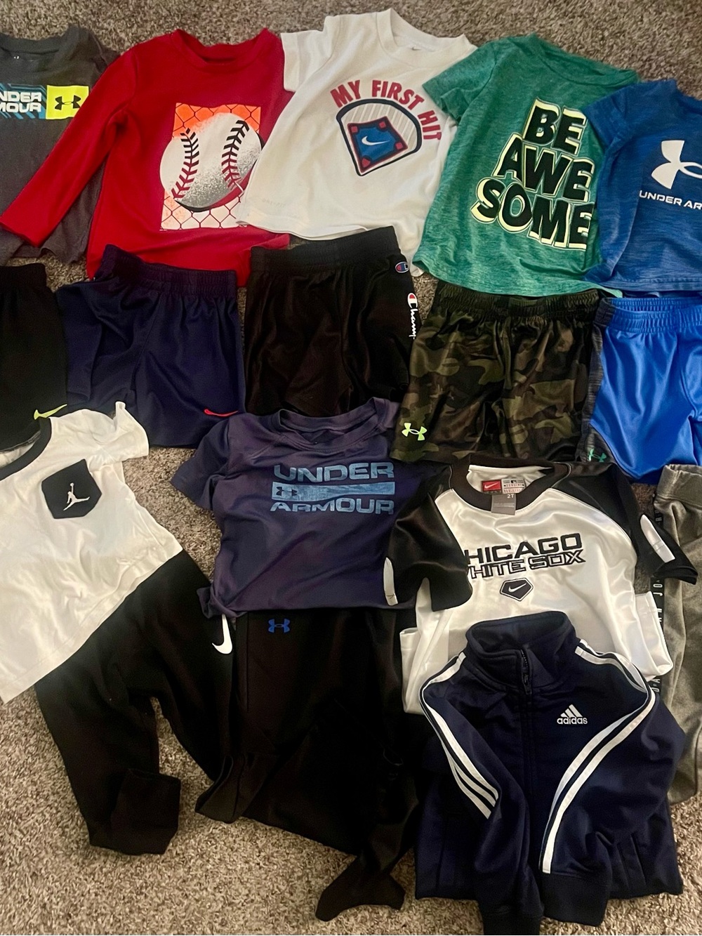 Under Armour, Jordan, Nike, Champion adidas, shorts, pants, shirts, sweatshirt